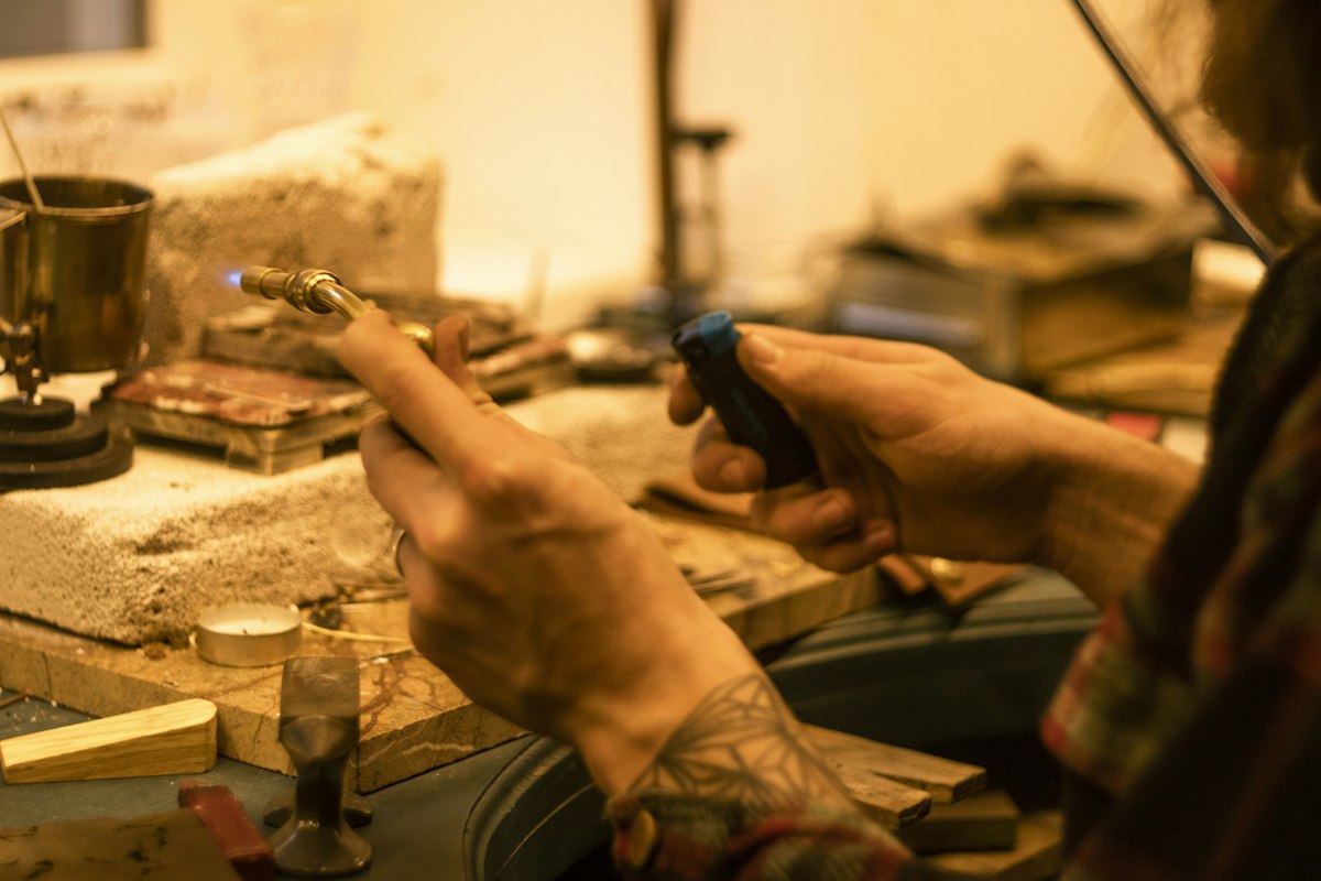 Hands at work in a small workshop